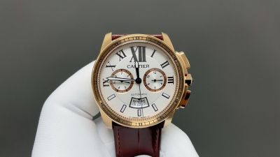 Cartier Calibre De 9100 Movement Complications Sapphire Glass Men Watch